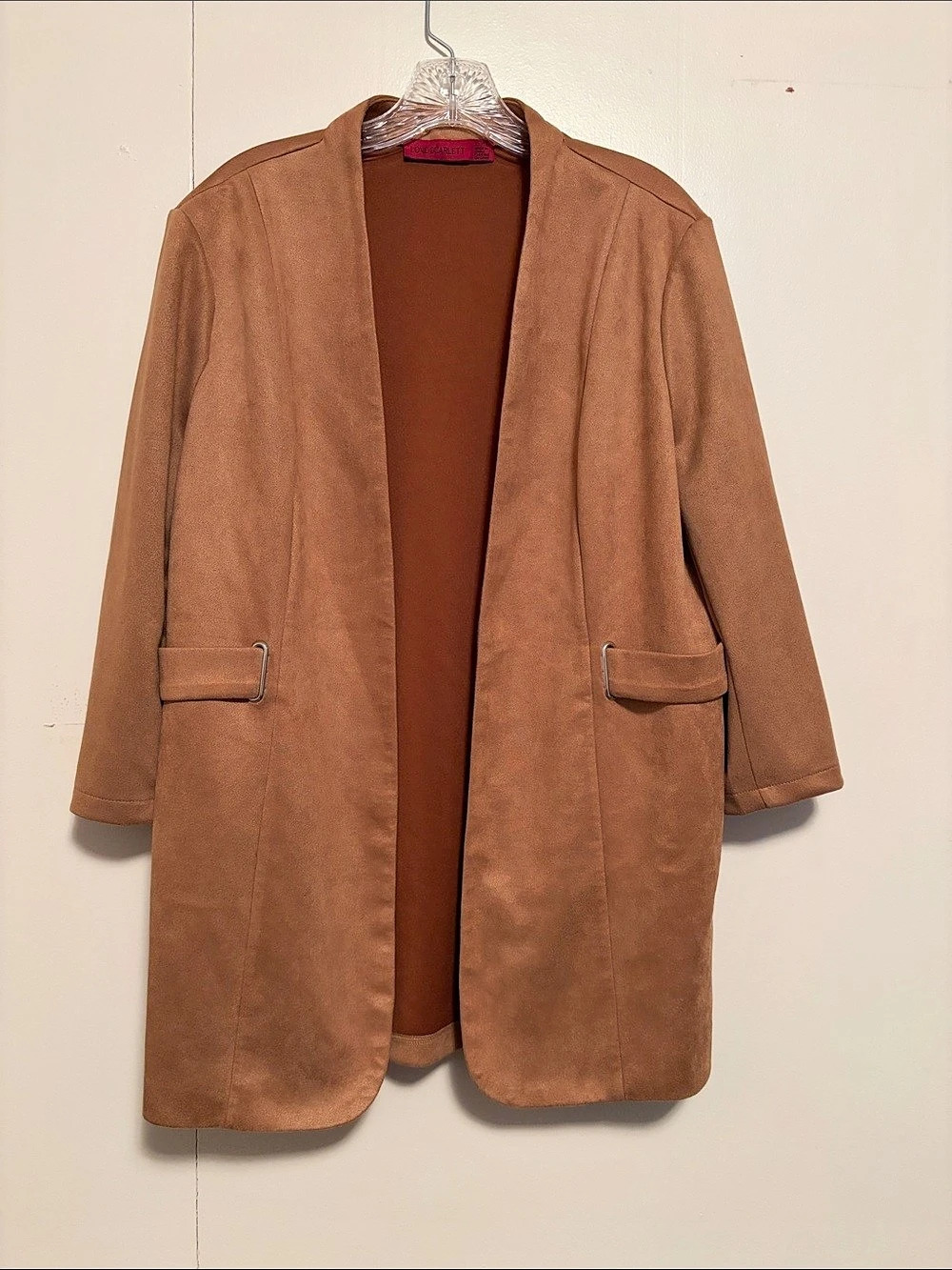 Love Scarlett Brown Suede-Style Duster Coat Size XL/16 Like New